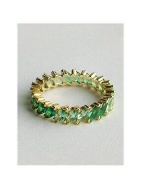Eternity band ring  Green Apatite 14k on Sterling Silver size 8